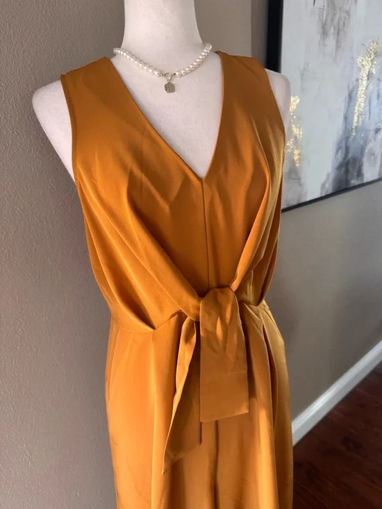 Le Lis Sleeveless Tie-Waist Jumpsuit in Mustard - Picture 5 of 7